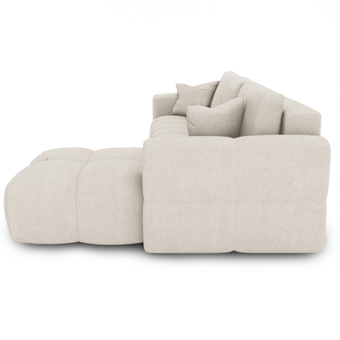 Canapé d'angle droit convertible express matelas Dunlopillo 140cm RAFAEL tissu tramé