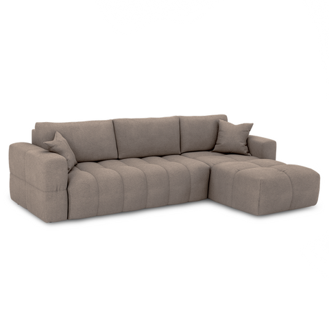 Canapé d'angle droit convertible express matelas Dunlopillo 140cm RAFAEL tissu tramé