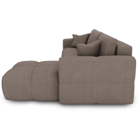 Canapé d'angle droit convertible express matelas Dunlopillo 140cm RAFAEL tissu tramé