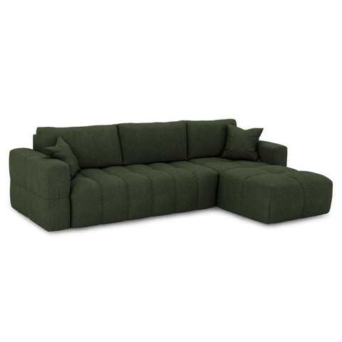 Canapé d'angle droit convertible express matelas Dunlopillo 140cm RAFAEL tissu tramé