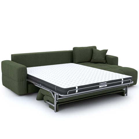 Canapé d'angle droit convertible express matelas Dunlopillo 140cm RAFAEL tissu tramé