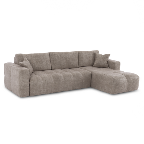 Canapé d'angle droit convertible express matelas Dunlopillo 140cm RAFAEL velours