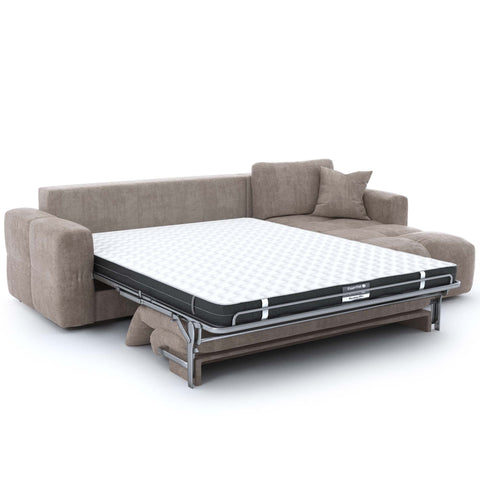 Canapé d'angle droit convertible express matelas Dunlopillo 140cm RAFAEL velours