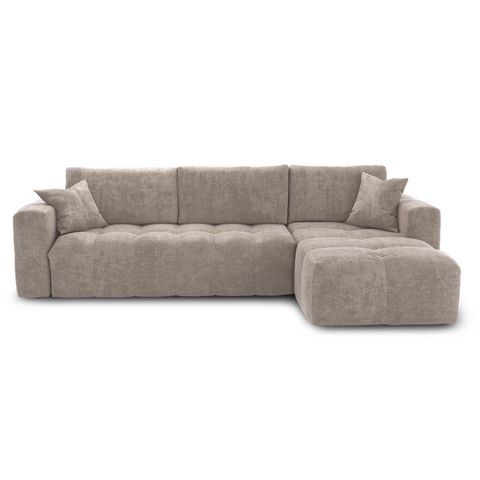 Canapé d'angle droit convertible express matelas Dunlopillo 140cm RAFAEL velours