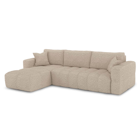 Canapé d'angle gauche convertible express matelas Dunlopillo 140cm RAFAEL tissu bouclette