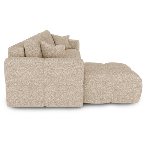 Canapé d'angle gauche convertible express matelas Dunlopillo 140cm RAFAEL tissu bouclette