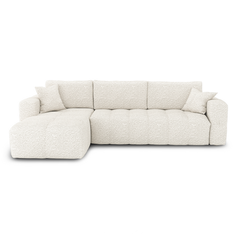 Canapé d'angle gauche convertible express matelas Dunlopillo 140cm RAFAEL tissu bouclette
