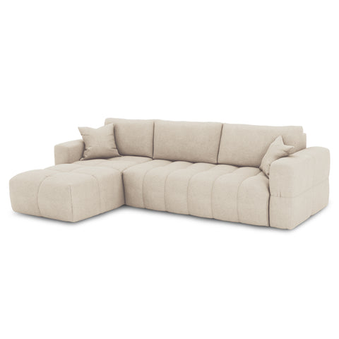 Canapé d'angle gauche convertible express matelas Dunlopillo 140cm RAFAEL tissu tramé