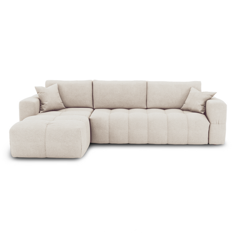 Canapé d'angle gauche convertible express matelas Dunlopillo 140cm RAFAEL tissu tramé
