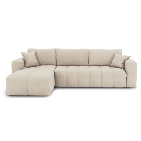 Canapé d'angle gauche convertible express matelas Dunlopillo 140cm RAFAEL tissu tramé