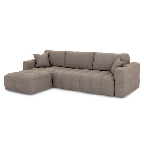 Canapé d'angle gauche convertible express matelas Dunlopillo 140cm RAFAEL tissu tramé