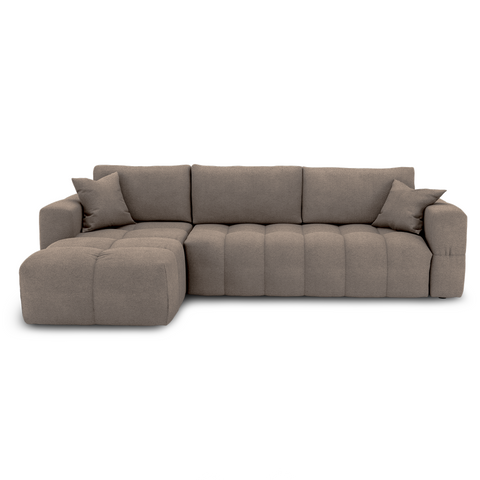 Canapé d'angle gauche convertible express matelas Dunlopillo 140cm RAFAEL tissu tramé