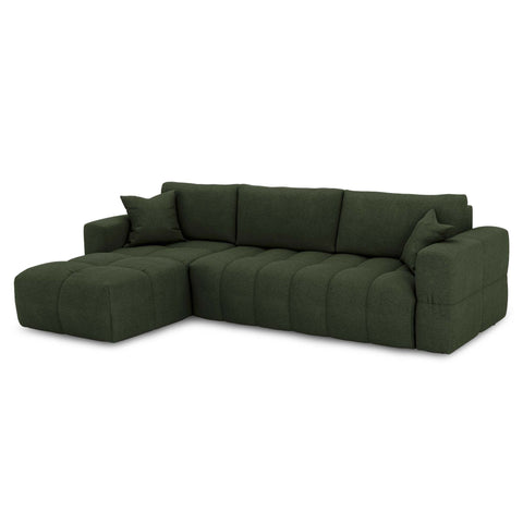 Canapé d'angle gauche convertible express matelas Dunlopillo 140cm RAFAEL tissu tramé