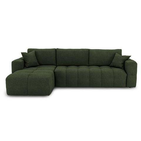 Canapé d'angle gauche convertible express matelas Dunlopillo 140cm RAFAEL tissu tramé