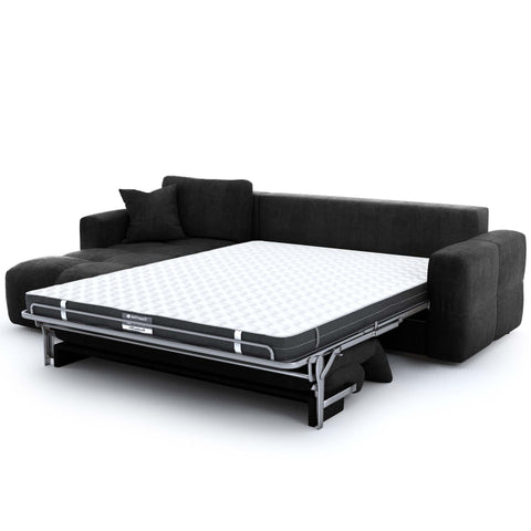 Canapé d'angle gauche convertible express matelas Dunlopillo 140cm RAFAEL velours