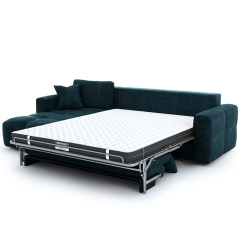 Canapé d'angle gauche convertible express matelas Dunlopillo 140cm RAFAEL velours