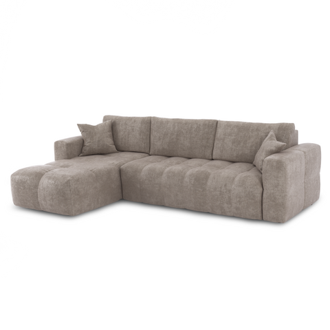 Canapé d'angle gauche convertible express matelas Dunlopillo 140cm RAFAEL velours