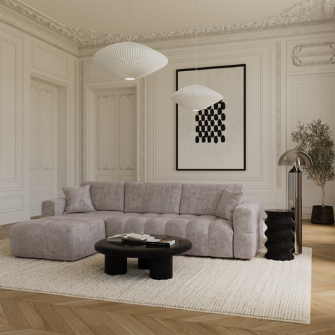 Canapé d'angle gauche convertible express matelas Dunlopillo 140cm RAFAEL velours