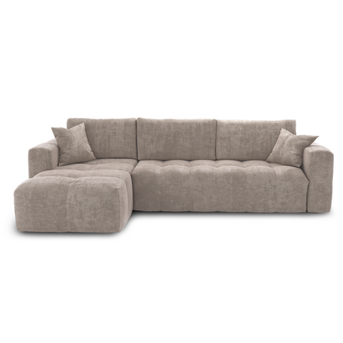 Canapé d'angle gauche convertible express matelas Dunlopillo 140cm RAFAEL velours