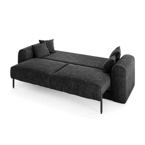 Canapé convertible 3,4 places avec coffre RIO Tissu tramé