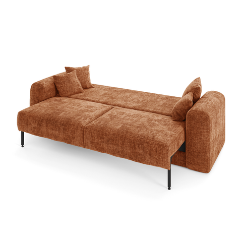 Canapé convertible 3,4 places avec coffre RIO Velours gaufré