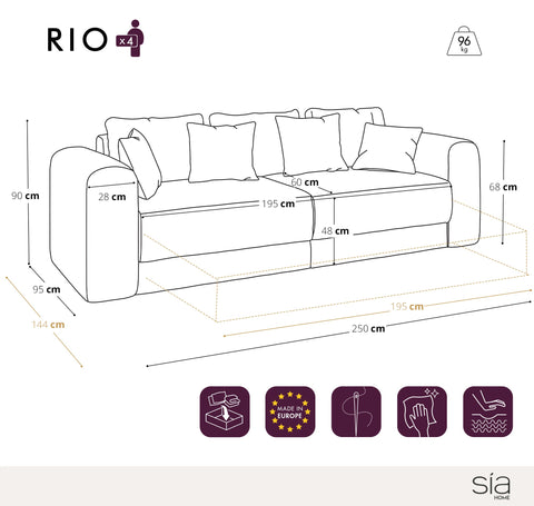 Canapé convertible 3,4 places avec coffre RIO Velours gaufré