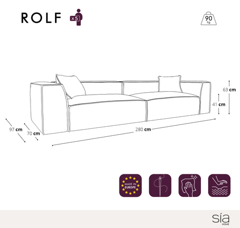 Canapé 5 places ROLF Tissu tramé