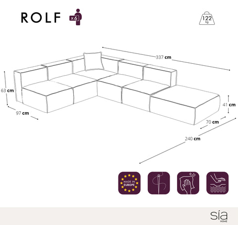 Canapé modulable XL ROLF Velours côtelé