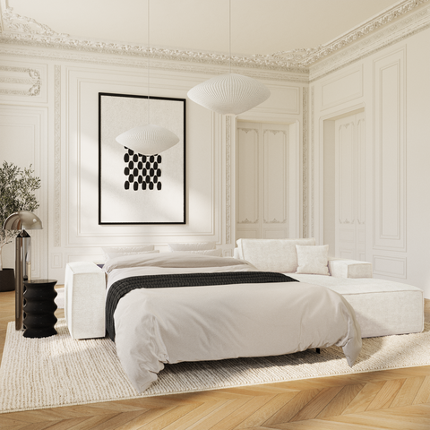 Canapé Angle Droit convertible express matelas 140cm RUBY Velours côtelé