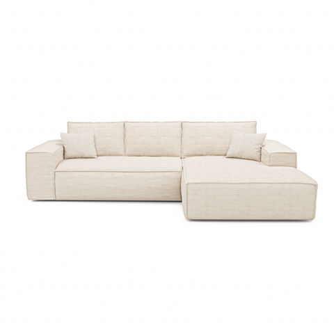 Canapé Angle Droit convertible express matelas 140cm RUBY Velours côtelé