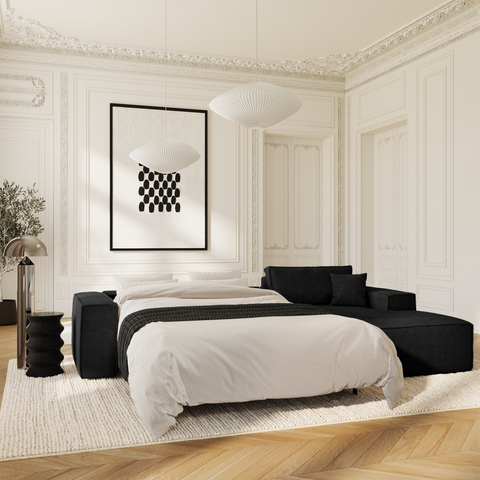 Canapé Angle Droit convertible express matelas 140cm RUBY Velours côtelé