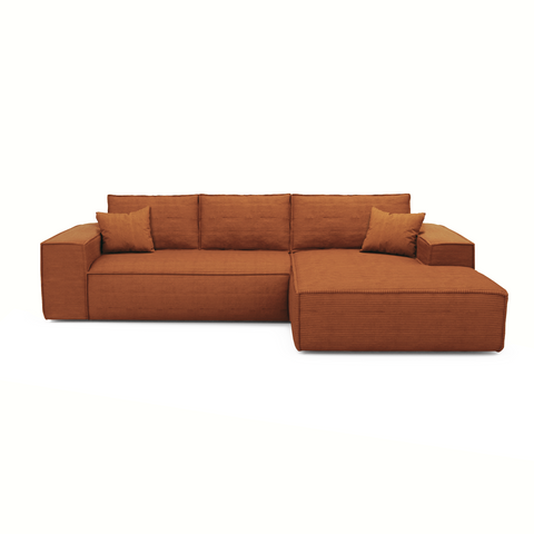 Canapé Angle Droit convertible express matelas 140cm RUBY Velours côtelé