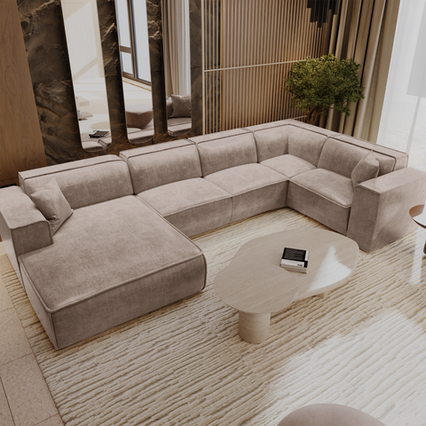 Canapé panoramique avec 2 coussins décoratifs RUBEN Velours