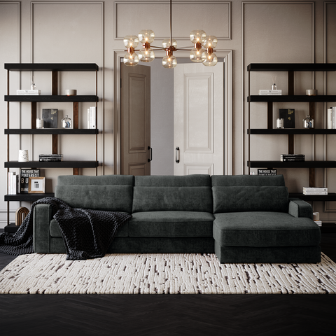 Canapé d'angle droit SOHO Velours tramé