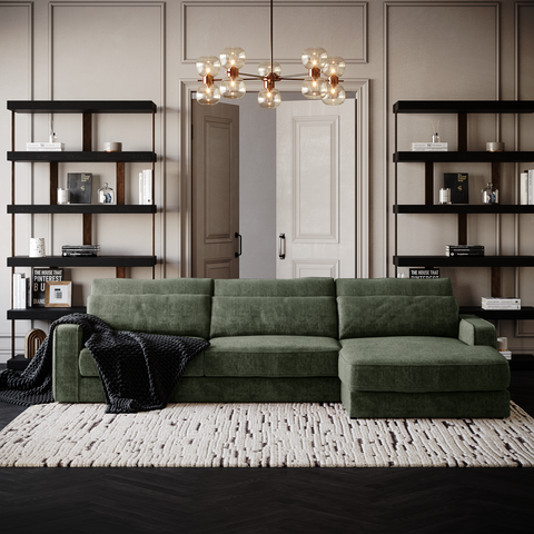 Canapé d'angle droit SOHO Velours tramé