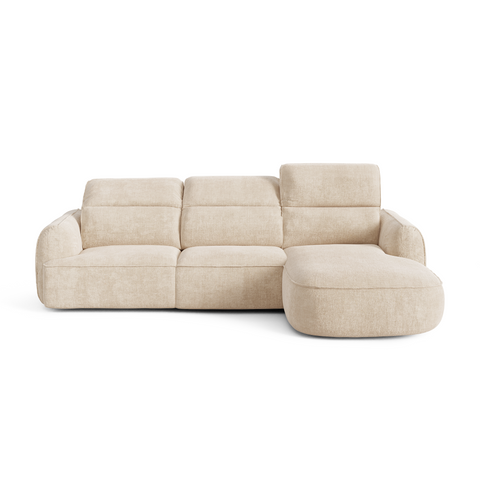Canapé d'angle droit avec 3 têtières inclinables SOLEN Tissu tramé