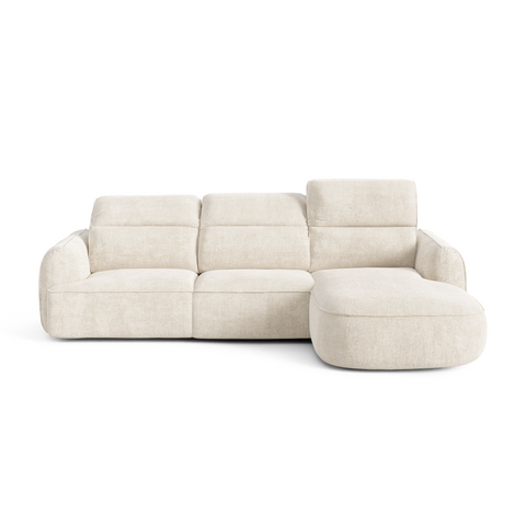 Canapé d'angle droit avec 3 têtières inclinables SOLEN Tissu tramé