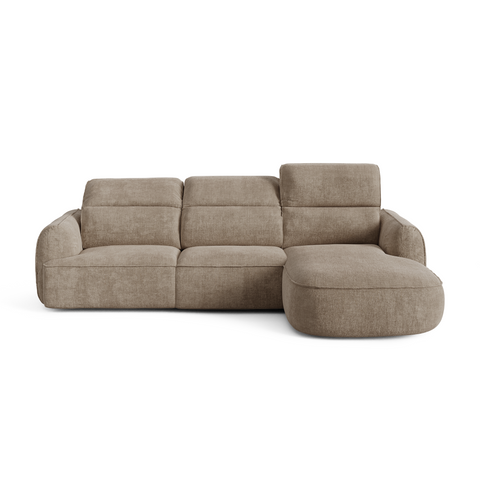 Canapé d'angle droit avec 3 têtières inclinables SOLEN Tissu tramé