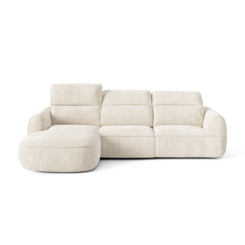 Canapé d'angle gauche avec 3 têtières inclinables SOLEN Tissu tramé