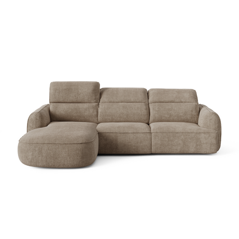 Canapé d'angle gauche avec 3 têtières inclinables SOLEN Tissu tramé