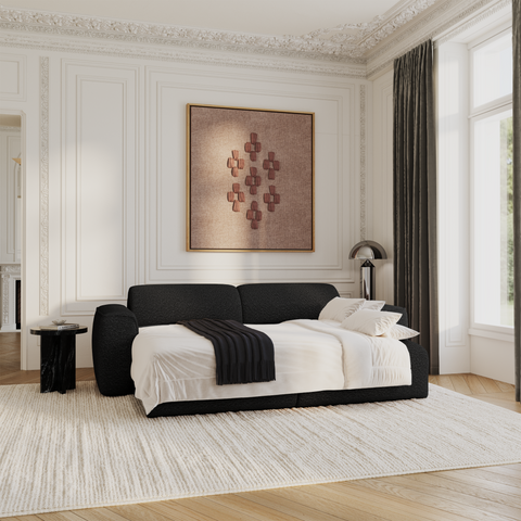 Canapé 4 places convertible YUMA tissu bouclette
