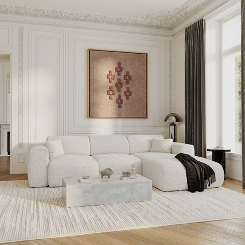 Canapé convertible grand angle droit YUMA tissu bouclette