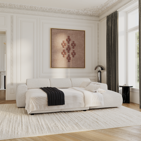 Canapé convertible grand angle droit YUMA tissu bouclette