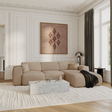 Canapé convertible grand angle droit YUMA tissu bouclette
