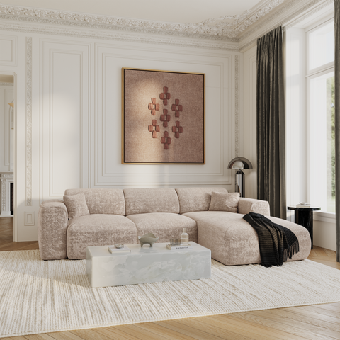 Canapé convertible grand angle droit YUMA Velours gaufré