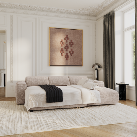 Canapé convertible grand angle droit YUMA Velours gaufré
