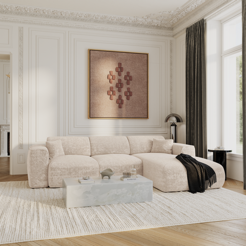 Canapé convertible grand angle droit YUMA Velours gaufré