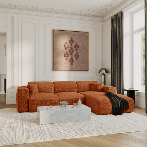 Canapé convertible grand angle droit YUMA Velours gaufré