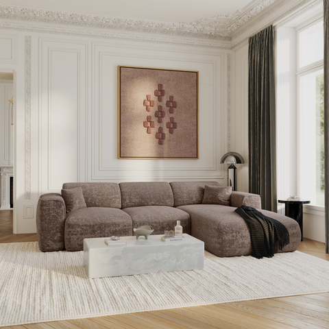Canapé convertible grand angle droit YUMA Velours gaufré