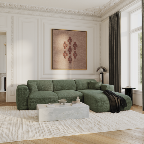 Canapé convertible grand angle droit YUMA Velours gaufré